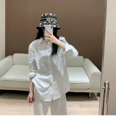 批发休闲慵懒老钱风黄色POLO领<b class='q'>防晒</b>天丝亚麻衬衫女宽松开衫高级感上衣