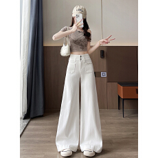 批发实拍莱赛尔天丝喇叭牛仔裤女夏季新款高腰垂感冰丝阔腿拖地裤子