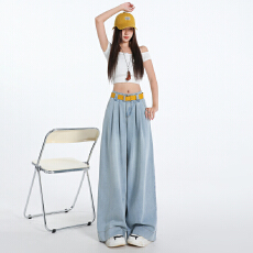 批发实拍天丝阔腿喇叭牛仔裤女2026年新款夏季薄款垂感宽松冰丝直筒裤