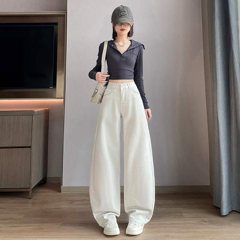 실사 작은 키 청바지 2026 년 여성 봄 여름 새로운 슬림해 보이는 하이웨이스트 캐주얼 스트레이트 디스플레이 높음 와이드 레그 팬츠