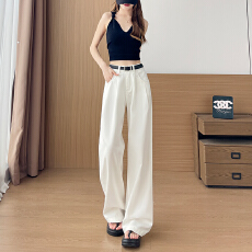 批发实拍白色天丝<b class='q'>牛仔裤</b>女2026年夏季新款宽松直筒高腰显瘦皱褶阔腿裤
