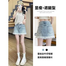 批发实拍蕾丝牛仔短裤裙女夏季薄款2026年<b class='q'>新款</b>显瘦时尚辣妹设计感短裙