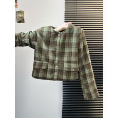 批发实拍 小香风西装<b class='q'>格子</b>毛呢外套小个子高级感加棉显瘦上衣女