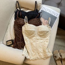 批发实拍 秋<b class='q'>冬</b>磨毛背心吊带女保暖蕾丝边遮副乳显瘦自带胸垫打底上衣