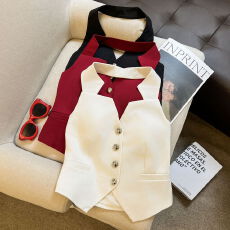 批发实拍 小香风V领无袖西装马甲背心女夏新款外搭叠穿高级感气质上衣