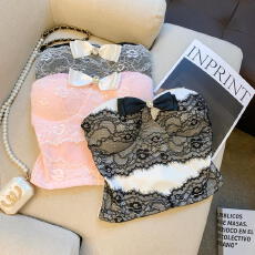 批发实拍 蕾丝蝴蝶结抹胸背心女春季新款修身洋气甜辣妹<b class='q'>百搭</b>别致上衣