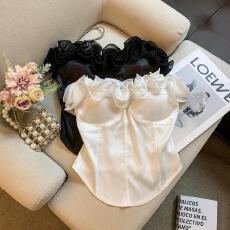 批发实拍 别致缎面吊带背心女<b class='q'>夏</b>辣妹美背气质显瘦设计感无袖上衣外穿