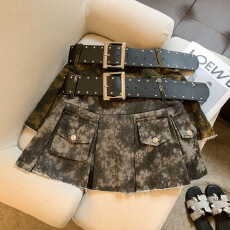 批发实拍 <b class='q'>韩版</b>复古辣妹风气质半身短裙女2026夏季高腰显瘦防走光A字裙