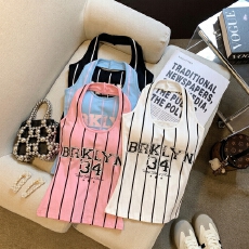 批发实拍 字母印花<b class='q'>条纹</b>挂脖背心2026女夏季新款辣妹带胸垫外穿上衣