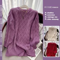 批发（现货）<b class='q'>北极</b><b class='q'>绒</b>【腈纶48%锦纶22%PBT30%】麻花针织衫上衣外穿毛衣