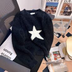 批发（现货）<b class='q'>北极</b><b class='q'>绒</b>【腈纶35%锦纶40%PBT25%】星星软糯毛衣针织衫上衣