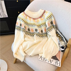 批发<b class='q'>北极</b><b class='q'>绒</b>【腈纶35%锦纶40%PBT25%】套头毛衣秋冬高级感针织长袖上衣