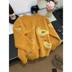 批发童趣风趣味套头毛衣女2025新款秋冬季软糯慵懒休闲内搭针织衫上衣