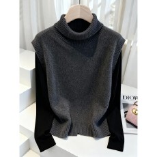 批发2026春秋季新款<b class='q'>大码</b>加厚毛衣马甲女高级感显瘦马甲高领针织背心女