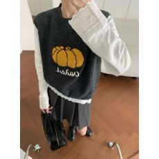 批发<b class='q'>甜美</b>南瓜软糯套头马夹女春秋新款时尚宽松高级感慵懒针织马甲