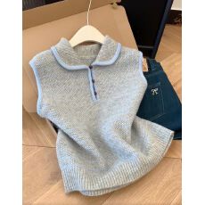 批发三根纱加厚polo领马夹无袖坎肩针织背心女外搭叠穿2026新款上衣