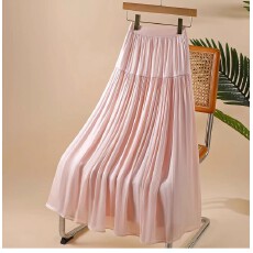 批发流光纱裙雪纺拼接半身裙女夏季薄款显瘦中长款珠光纱a字大摆纱裙