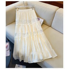 批发法式甜美风白色蕾丝蛋糕裙女2026春夏季层次感<b class='q'>中长款</b>A字半身裙子