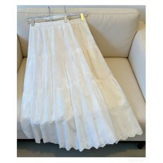 批发拼接杏色刺绣半身裙女2026春季新款温柔风高腰显瘦蛋糕裙A字长裙