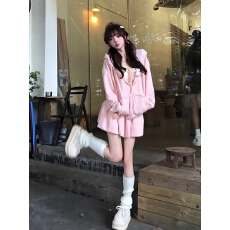 批发【2025秋季新款】休闲<b class='q'>运动服</b>套装女秋季宽松连帽卫衣短裙两件套