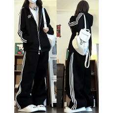 批发2025秋季新款休闲运动服套装女秋冬季宽松连帽卫衣长裤两件套