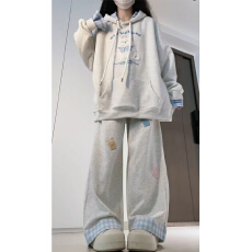 批发2025秋季新款休闲<b class='q'>运动</b>服套装<b class='q'>女</b>秋冬季宽松显瘦连帽卫衣<b class='q'>长裤</b>两件套