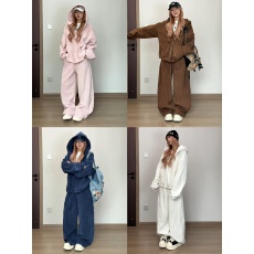 批发原版做法400克双面奥粒绒休闲运动套装女冬季连帽卫衣长<b class='q'>裤</b>两件套