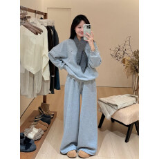 批发<b class='q'>休闲</b>运动套装女冬季披肩加绒卫衣长裤三件套