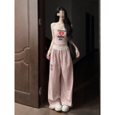 批发<b class='q'>T</b>016套<b class='q'>装</b>#休闲运动服套<b class='q'>装</b>女夏季学生宽松显瘦抹胸长<b class='q'>裤</b>两件套