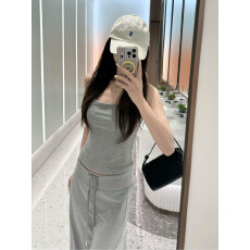 批发【<b class='q'>T</b>018套<b class='q'>装</b>+S022上衣#】休闲运动服套<b class='q'>装</b>女夏季短袖背心长<b class='q'>裤</b>三件套