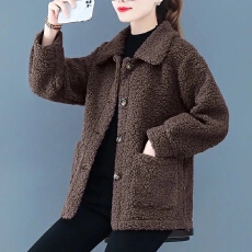 批发春秋季羊羔绒<b class='q'>女士</b>短外套女新款颗粒绒羊羔毛皮毛一体大码宽松上衣