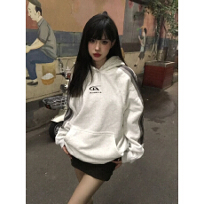 批发华棉复合320克+双帽后包领+原版拼接<b class='q'>潮牌</b>拼接连帽<b class='q'>卫衣</b>女