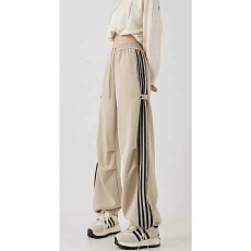 批发2025原版立体包边秋季美式阔腿工装裤女新款直筒休闲束脚运动裤子