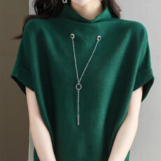 批发小个子短袖打底衫女洋气春<b class='q'>夏</b>2025新款针织衫半高领设计感上衣