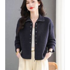 批发翻领羊毛衫女秋冬慵懒风韩版针织上衣<b class='q'>妈妈装</b>条纹毛衣打底衫