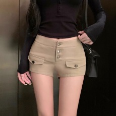 批发复古辣妹工<b class='q'>装</b>短<b class='q'>裤</b>女春季新款百搭<b class='q'>修身</b>显瘦口袋设计感低腰<b class='q'>裤</b>子热<b class='q'>裤</b>