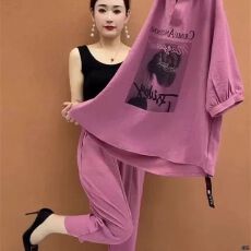 批发大码polo领减龄宽松显瘦<b class='q'>上衣</b><b class='q'>阔腿裤</b>女夏季套<b class='q'>装</b>时尚设计感两件套