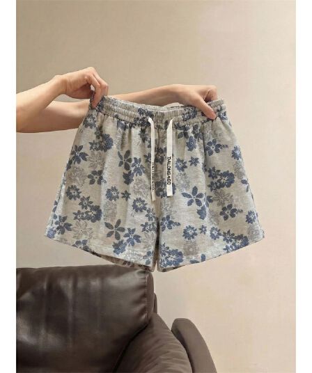 한 부서 chic 느슨함 센스 전체 인쇄 꽃 와이드 레그 팬츠 아이들 여름 외출용 캐주얼 운동 빅 사이즈 지방 mm 반바지