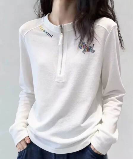 더블 실 케이블 루오 나 220 그램 원본 것 주간 고양이 흔들어서 톤 품질 고급 센스 다용도 작은 말 긴팔 여성 티셔츠