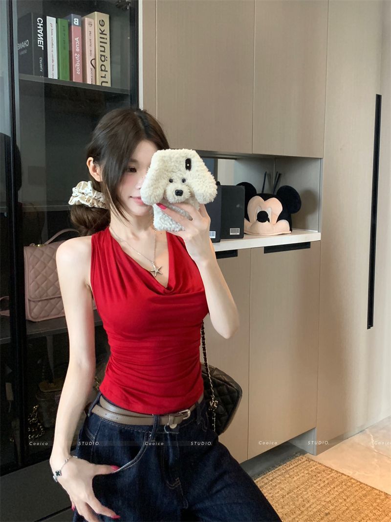 260 그램 사람들 면 레이스 조각 흔들다 칼라 행침 목 캐미솔 여름 민소매 외출용 순수한 욕망 바람 맨위