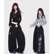 批发春秋<b class='q'>韩版</b>抽绳街舞hiphop嘻哈休闲<b class='q'>裤</b>女爵士舞jazz长<b class='q'>裤</b>运动街头潮