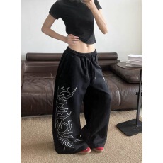 批发潮流烫钻宽松<b class='q'>街头</b>休闲卫裤宽松慵懒风街舞阔腿运动裤子