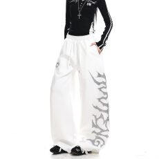 批发【纯棉复合烫钻潮流烫钻宽松<b class='q'>街头</b>休闲卫裤宽松慵懒风阔腿运动裤子