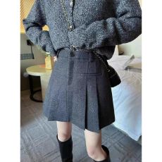 批发【原版质量毛呢<b class='q'>百褶</b>半身裙女秋季新款高腰显瘦休闲A字防走光<b class='q'>短裙</b>
