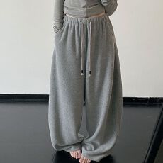 批发加绒 【纯棉华棉复真超】秋<b class='q'>冬</b>款松弛感阔腿休闲裤