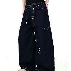 批发【原版质量带配件】解构弯刀西裤男女秋铆钉高级<b class='q'>休闲</b>垂坠阔腿裤子