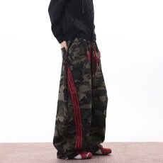 批发刺绣美式高街工装迷彩牛仔裤男士春秋季宽松直筒男生水洗休闲长裤