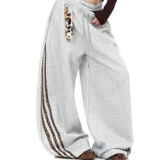 批发纯棉华棉美式复古豹纹织带拼接弯刀卫<b class='q'>裤</b>男女爵士舞宽松阔腿<b class='q'>裤</b><b class='q'>潮</b>