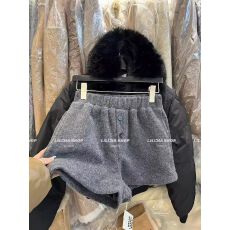 批发原板面料 <b class='q'>大码</b>300斤秋冬高腰显瘦百搭a字松紧腰加厚阔腿<b class='q'>短裤</b>女潮