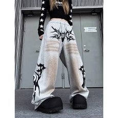 批发美式<b class='q'>原创</b>纯色荆棘印花宽松运动街舞卫裤爵士潮牌嘻哈ing休闲裤